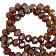 Top Glas Facett Glasschliffperlen 6x4mm rondellen Russet brown-amber pearl shine coating